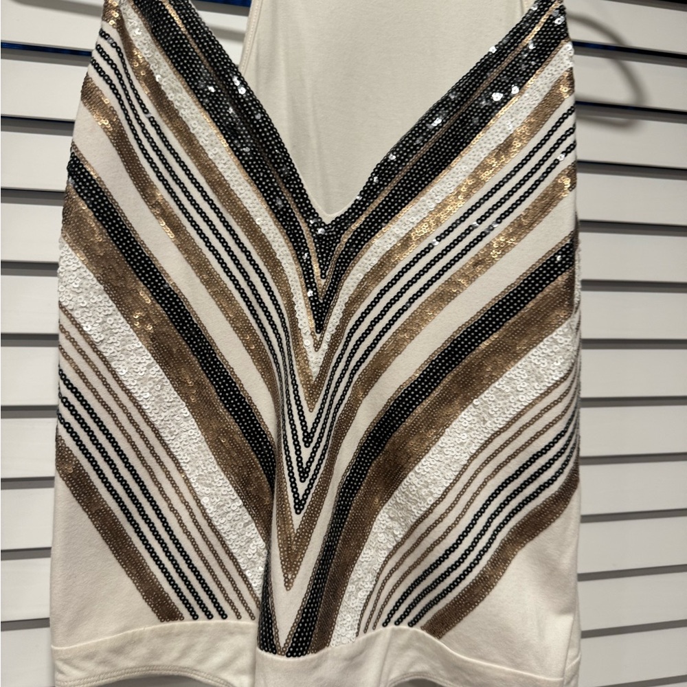 Express Black and Cream Branded Thong Bodysuit